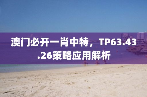 澳门必开一肖中特，TP63.43.26策略应用解析
