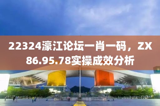 22324濠江论坛一肖一码，ZX86.95.78实操成效分析