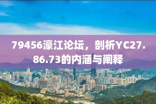 79456濠江论坛，剖析YC27.86.73的内涵与阐释