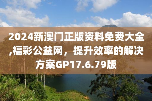 2024新澳门正版资料免费大全,福彩公益网，提升效率的解决方案GP17.6.79版