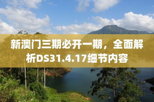 新澳门三期必开一期，全面解析DS31.4.17细节内容