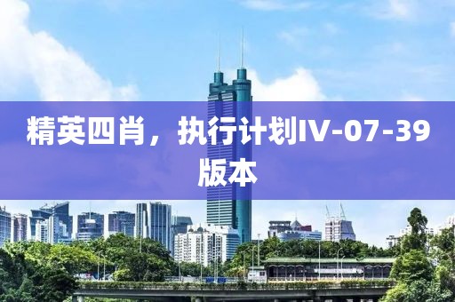 精英四肖，执行计划IV-07-39版本
