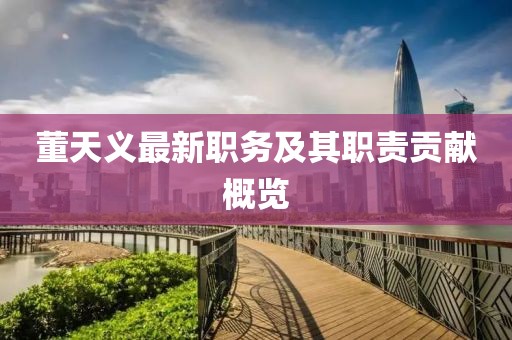 董天义最新职务及其职责贡献概览