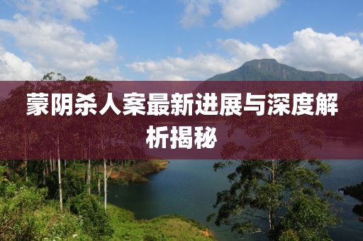 蒙阴杀人案最新进展与深度解析揭秘