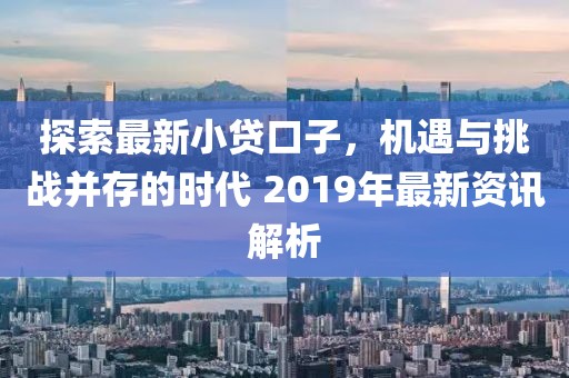 探索最新小贷口子，机遇与挑战并存的时代 2019年最新资讯解析