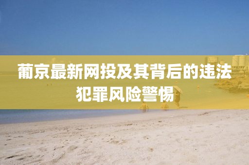 葡京最新网投及其背后的违法犯罪风险警惕