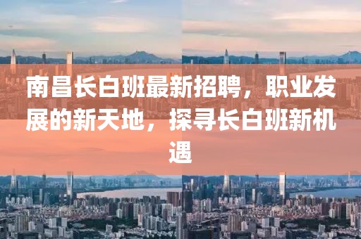 南昌长白班最新招聘，职业发展的新天地，探寻长白班新机遇