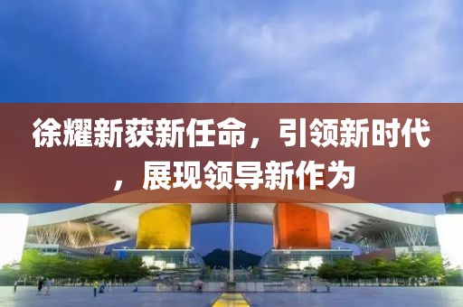 徐耀新获新任命，引领新时代，展现领导新作为