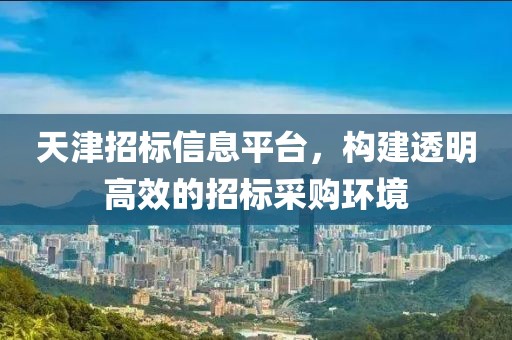 天津招标信息平台，构建透明高效的招标采购环境