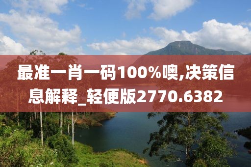 最准一肖一码100%噢,决策信息解释_轻便版2770.6382
