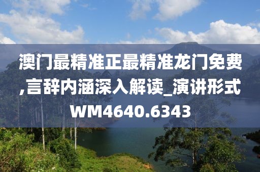 澳门最精准正最精准龙门免费,言辞内涵深入解读_演讲形式WM4640.6343