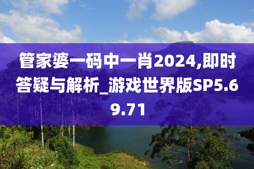 管家婆一码中一肖2024,即时答疑与解析_游戏世界版SP5.69.71