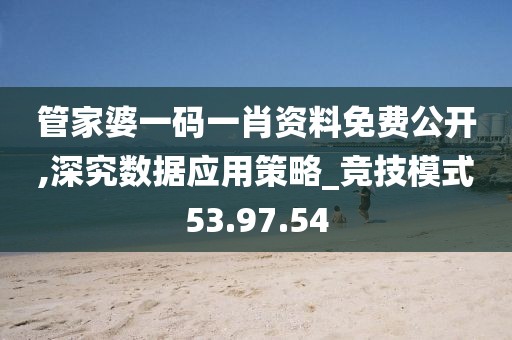 管家婆一码一肖资料免费公开,深究数据应用策略_竞技模式53.97.54