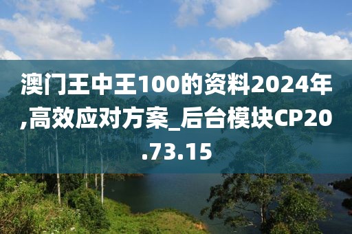 澳门王中王100的资料2024年,高效应对方案_后台模块CP20.73.15
