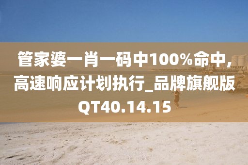 管家婆一肖一码中100%命中,高速响应计划执行_品牌旗舰版QT40.14.15