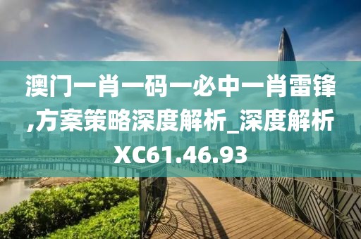 澳门一肖一码一必中一肖雷锋,方案策略深度解析_深度解析XC61.46.93