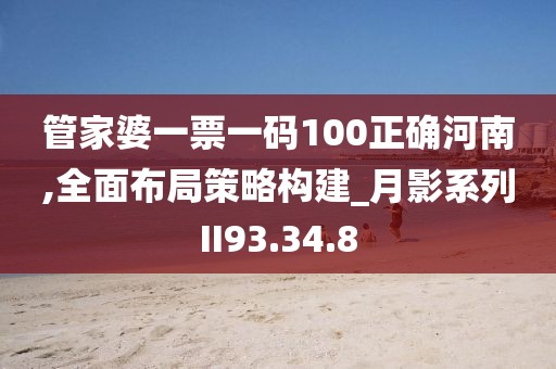 管家婆一票一码100正确河南,全面布局策略构建_月影系列II93.34.8