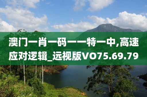 澳门一肖一码一一特一中,高速应对逻辑_远视版VO75.69.79