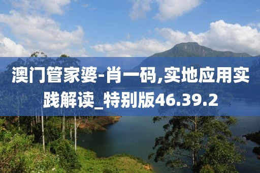 澳门管家婆-肖一码,实地应用实践解读_特别版46.39.2