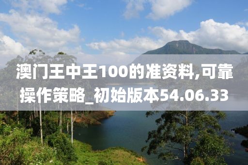 澳门王中王100的准资料,可靠操作策略_初始版本54.06.33
