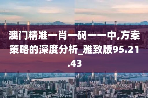澳门精准一肖一码一一中,方案策略的深度分析_雅致版95.21.43