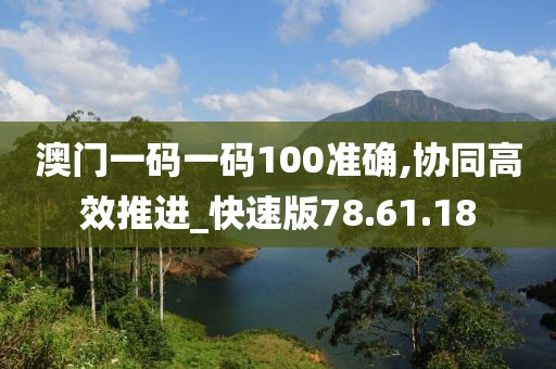 澳门一码一码100准确,协同高效推进_快速版78.61.18