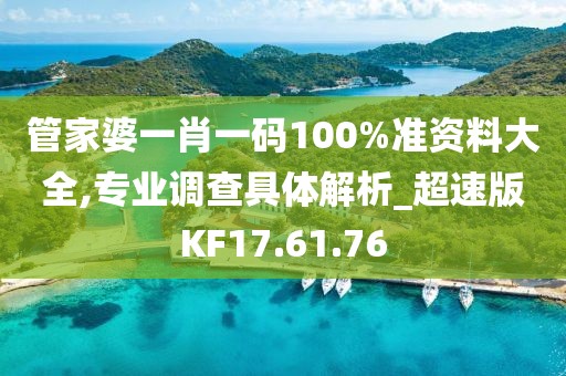 管家婆一肖一码100%准资料大全,专业调查具体解析_超速版KF17.61.76