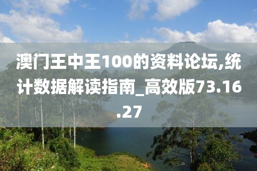 澳门王中王100的资料论坛,统计数据解读指南_高效版73.16.27