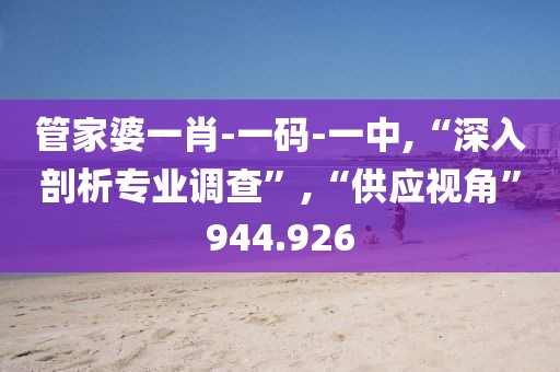管家婆一肖-一码-一中,“深入剖析专业调查”,“供应视角”944.926